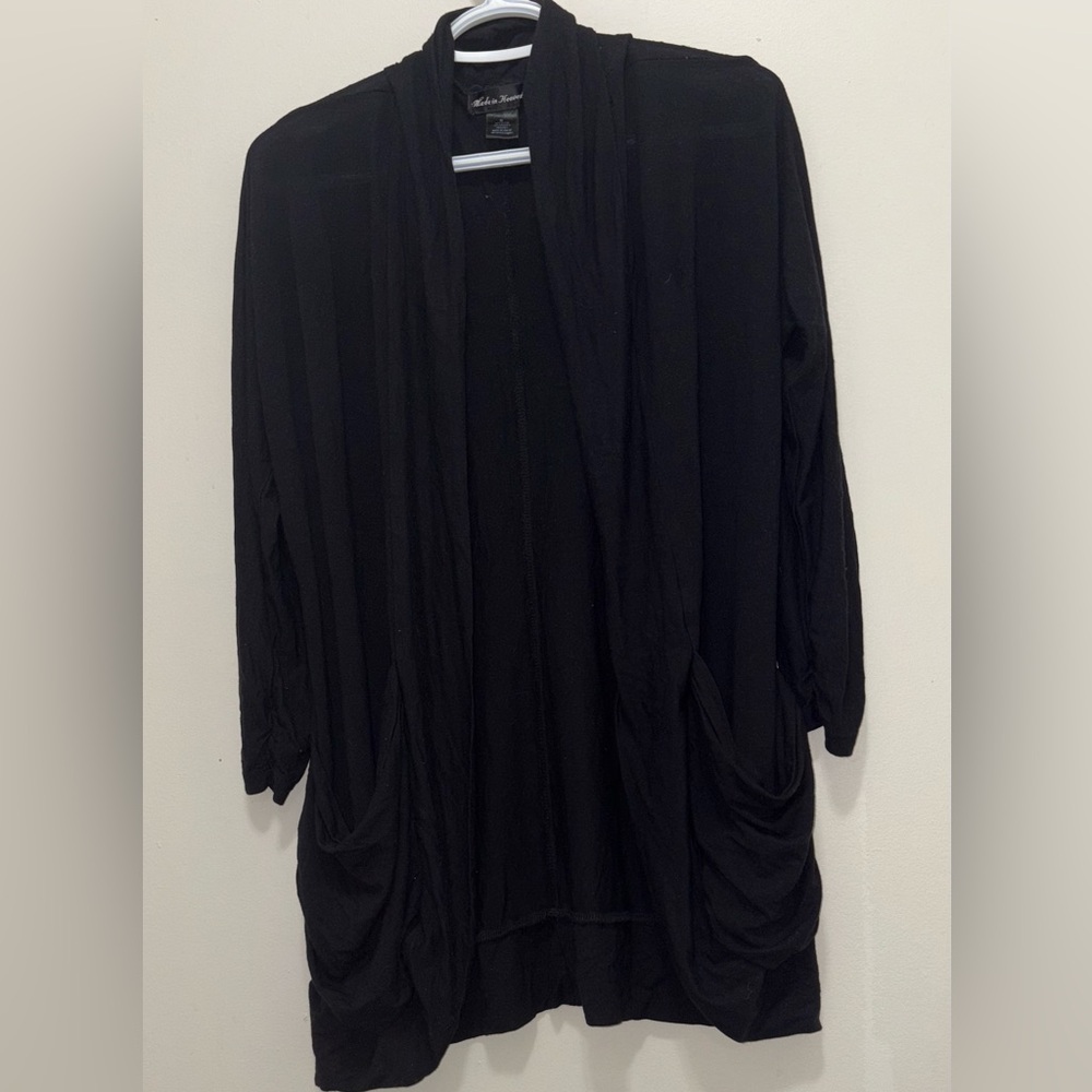 Black Open Front Cardigan